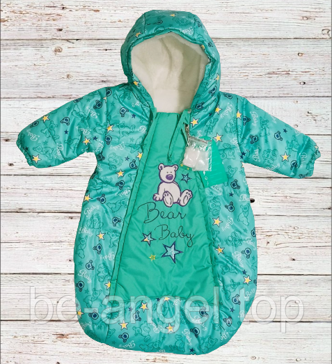 Конверт зима ясельний на овчині, з 2 блискавками, фото 1