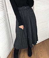 Ультрамодная женская юбка-плиссе миди р.44 черный 44