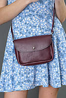 Женская кожаная сумка Мия, натуральная кожа итальянский Краст, цвет Бордо