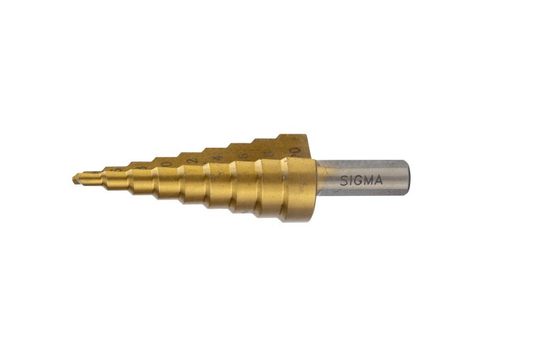 Свердло по металу східчасте HSS-TiN титанове з прямою канавкою 4,6,8,10,12мм, шаг 2мм SIGMA 1186041, фото 1