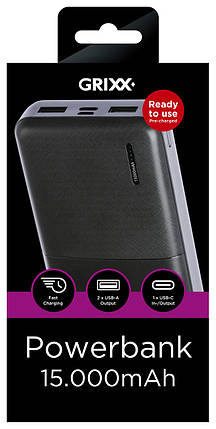 Повербанк УМБ Grixx 15000 mAh Black (Niz13987), фото 3