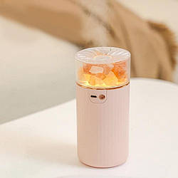 Соляна лампа 3-в-1 "Mono-101" з ультразвуковим зволожувачем повітря та нічником та USB зарядкою, рожева
