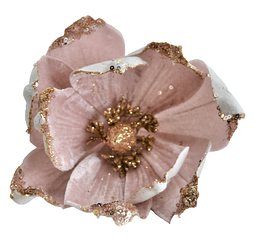 Штучна квітка магнолія на кліпсі H21см рожева