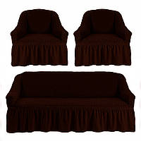 Набор чехлов для мягкой мебели (диван + 2 кресла) Love You Черный шоколад 38 (181113)