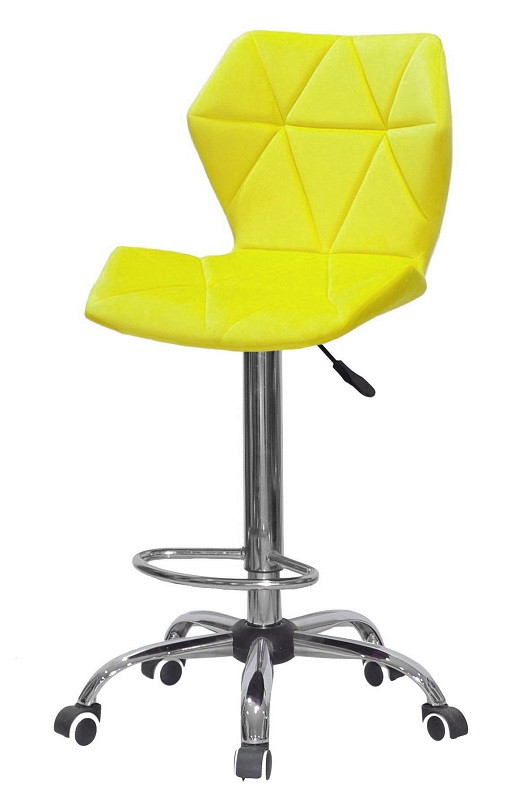 Барний стілець на колесах із підніжкою Torino оксамит жовтий B-1027 Bar CH-Office