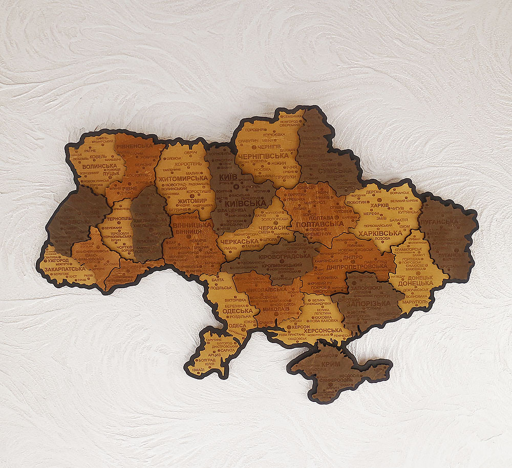 Мапа України 3D об'ємна багатошарова мала (+ коробка) 55*38.5 см 11