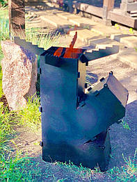 Турбо піч для приготування їжі "Козачка 3ХL" (ракетна піч на дровах) (НЕ ФАРБОВАНА)