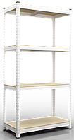 Стелаж Бюджет на 4 полиці ДСП метал фарбований Білий глянець 1600х800х300 мм (Меткас-ТМ)