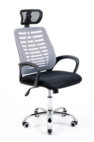 Крісло офісне сіточне з підлокітниками на колесах Бласт чорно-сіре Blast Richman, фото 1