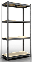 Стелаж Бюджет на 4 полиці дсп метал фарбований антрацит 1600х900х300 мм (Меткас-ТМ)