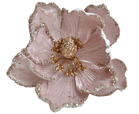 Искусственный цветок магнолия на клипсе H23см розовый