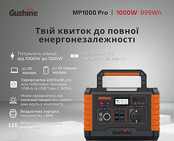 Портативна зарядна станція Gushine MP1000