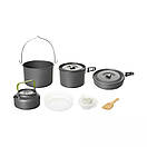 Туристичний набір посуду з чайником для кемпінгу поході, похідний посуд з анодованого алюмінію DS-700 на 4-5 персон, фото 2