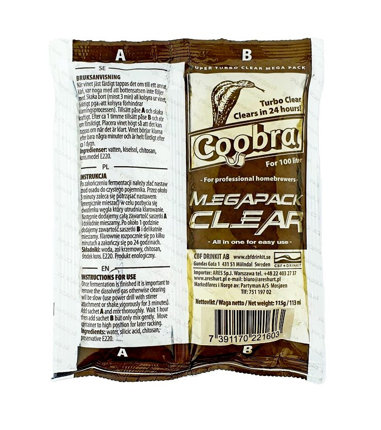 Освітлювач сусла Coobra Turbo Clear Mega Pack на 100 літрів, фото 1