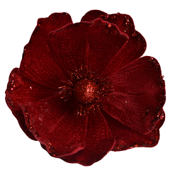 Штучна квітка магнолія на прищіпці H23см червона