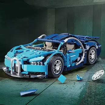 Дитяча машинка конструктор Bugatti T2006 1258 деталі 1:14 синя + Подарунок