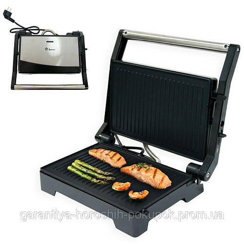 Электрогриль для дома "Domotec MS 7708" Черный/металлик, прижимной ...