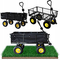 Садовий візок із низькими бортами, чорне навантаження 300 кг