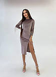 Велюрове міді плаття з розрізом на нозі та довгим рукавом (р. 42-44) 9035069, фото 6