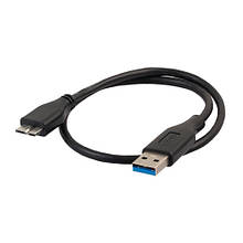 Кабель USB 3.0 — USB Micro-B, 1 м, грубий, чорний