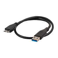 Кабель USB 3.0 - USB Micro-B, 1м, грубий, чорний