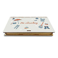 Вітальна листівка з дерева, коробочка для грошей "На обновку" 18 см