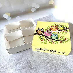 Коробка-пенал універсальна для цукерок, печива, зефіру, мілований картон, Сови