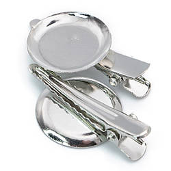 Основа для шпильки Крокодил з круглою платформою 20 мм 35х10 мм Платина 10 шт.