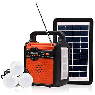 Ліхтар Power Bank радіо блютуз із сонячною панеллю 9V 3W + 3 лампочки EP-371B