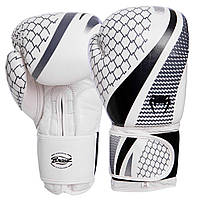 Перчатки боксерские кожаные на липучке VENUM New Contender 2.0 VL-2034 (р-р 12oz, белый-черный)