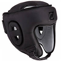 Шлем боксерский открытый с усиленной защитой макушки кожаный Zelart VL-3322 (р-р M, черный)