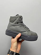 Жіночі кросівки Prada Re-Nylon Gabardine High Top Sneakers Green Grey, фото 2