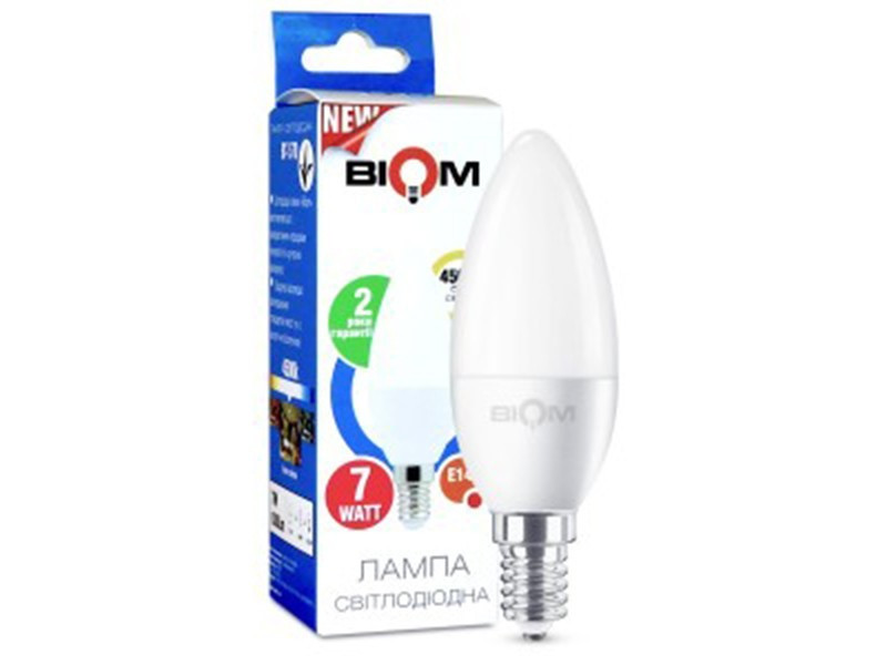Лампа C37 9W E14 4500K BIOM
