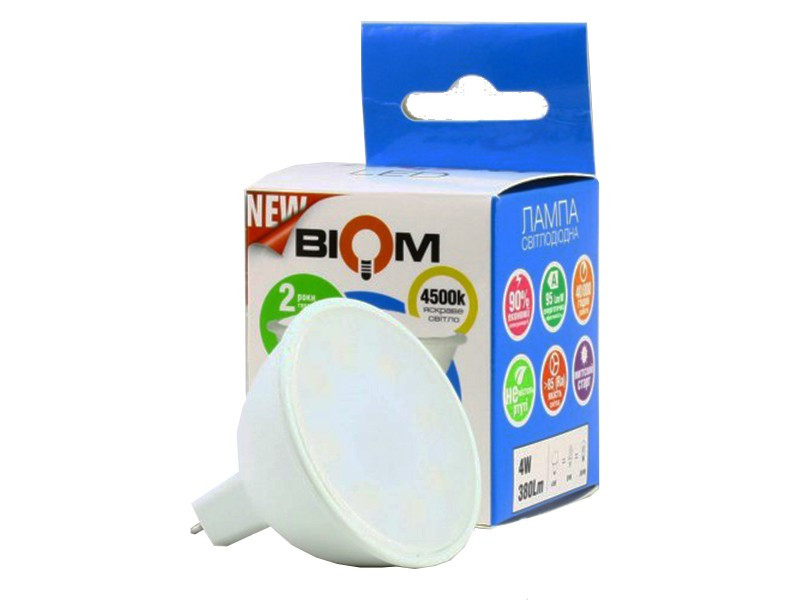 Лампа 4W MR16 GU 5.3 3000K BIOM