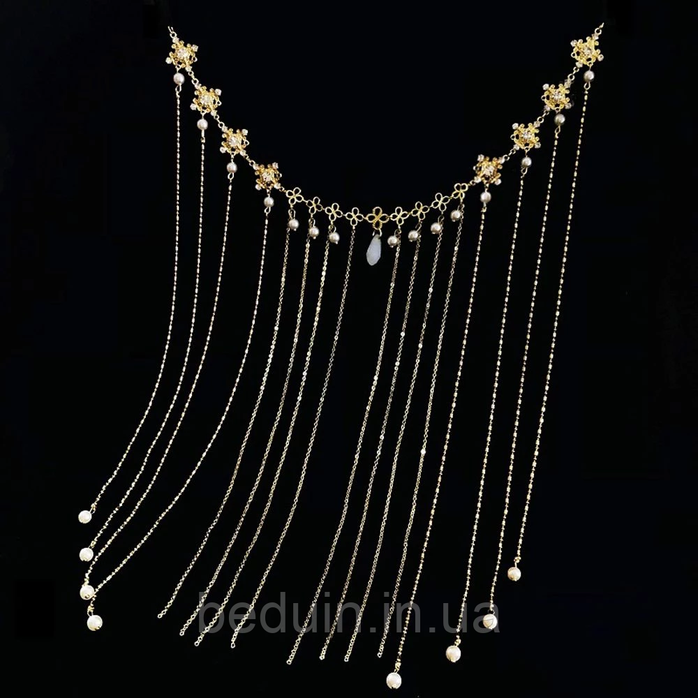 Прикраса ланцюгова Маска на обличчя "Arabian Night" — золотиста Aushal Jewellery