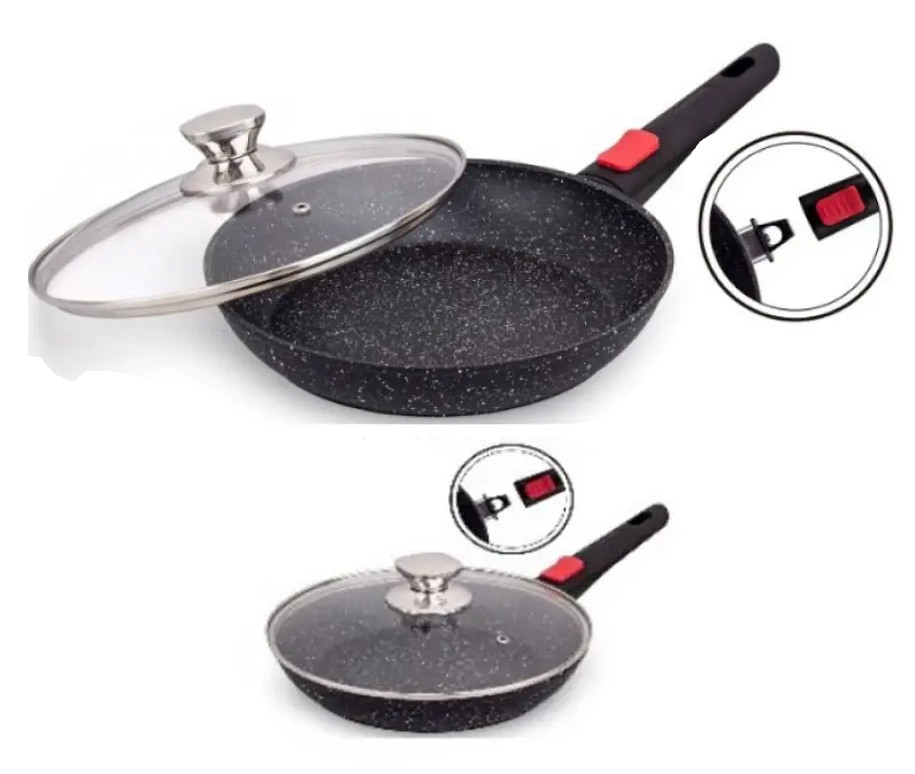 Сковорода з мармуровим антипригарним покриттям з обох боків та знімною ручкою Edenberg EB-13004 (26 см), фото 1