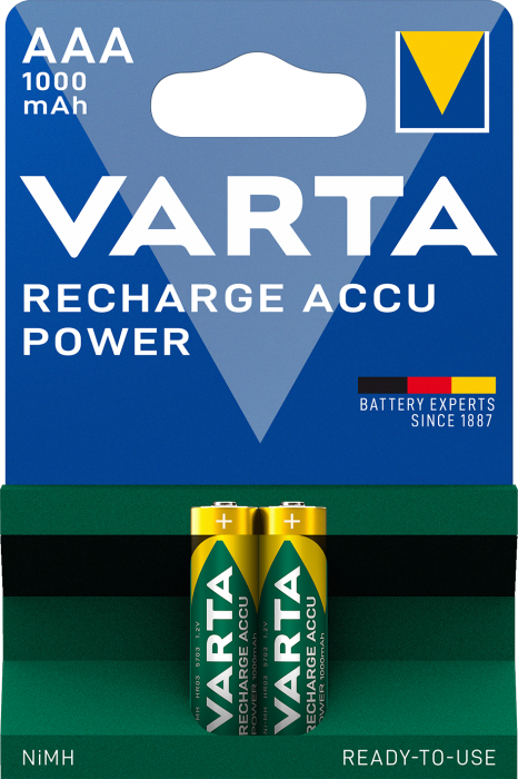 Акумулятор VARTA ACCU AAA 1000mAh BLI 2 (READY 2 USE)
