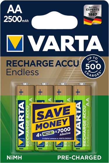 Аккумулятор VARTA Accu Endles AA 500 Cycles 2500 mAh Blister 4