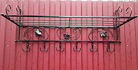 Вішалка кована настінна велика "Трубка" чорна