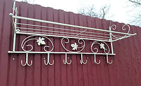 Вішалка кована настінна велика "Трубка" бежева