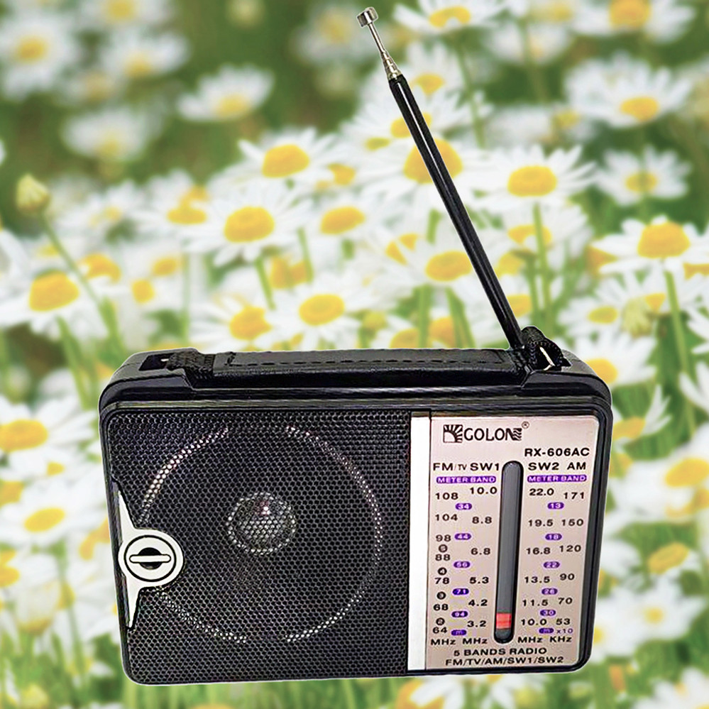 Радіоприймач на батарейках портативний GOLON RX-606AC потужне радіо приймач FM AM
