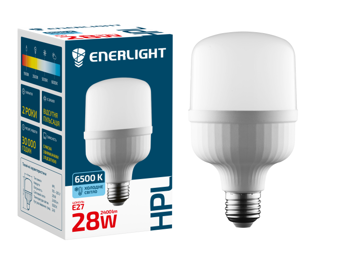 Лампа світлодіодна ENERLIGHT HPL 28Вт 6500K E27, фото 1