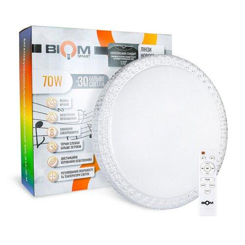 Світлодіодний світильник Biom SMART SML-R14-70-M 3000-6000K+ RGB 70Вт з д/у музичний BT APP