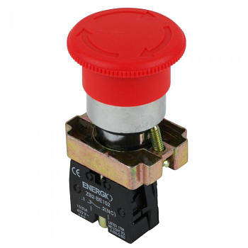 Кнопка ENERGIO XB2-BS542 грибок 40мм з фіксацією червона NC