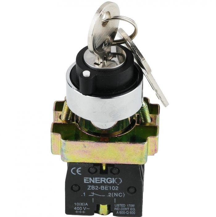 Перемикач секторний ENERGIO XB2-BG25 1-0 з ключем NO+NC