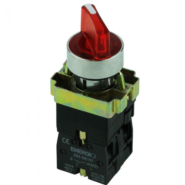 Перемикач секторний ENERGIO XB2-BK2465 1-0 з індикатором червоний NO+NC