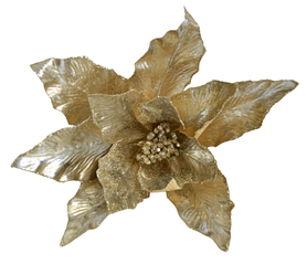 Штучна квітка пуансетія на прищіпці H30см золота