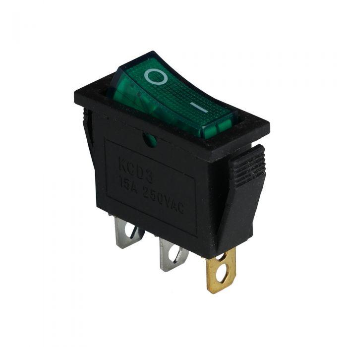 Клавішний перемикач ENERGIO KCD3-101N Gn/Bk ON-OFF 1 клавіша з підсвіткою
