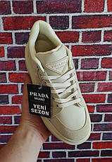 Жіночі кросівки Prada Macro Re-Nylon And Brushed Leather Beige ALL08874, фото 3