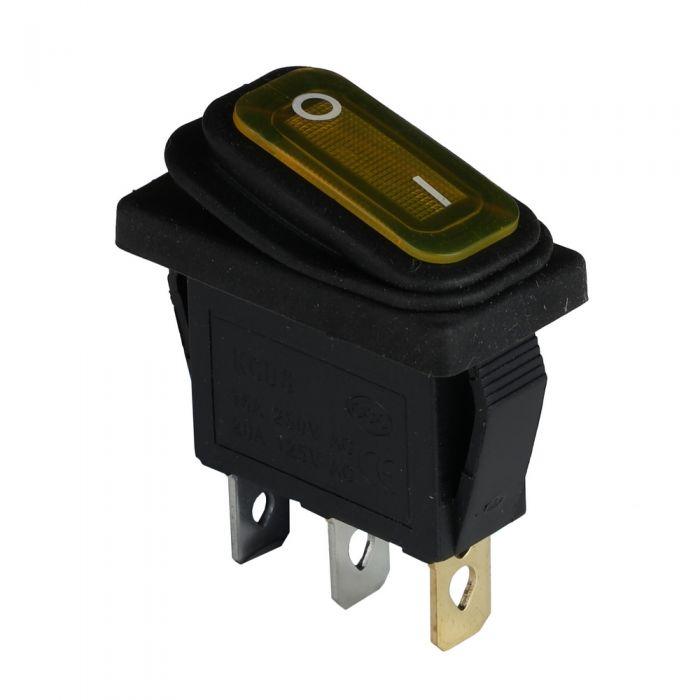 Клавішний перемикач ENERGIO KCD3-101WN Yl/Bk ON-OFF 1 клавіша з підсвіткою IP65
